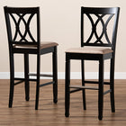 Baxton Studio Calista Modern and Contemporary Sand Fabric Upholstered and Espresso Brown Finished Wood 2-Piece Bar Stool Set