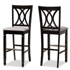 Baxton Studio Calista Modern and Contemporary Grey Fabric Upholstered and Espresso Brown Finished Wood 2-Piece Bar Stool Set