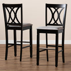 Baxton Studio Calista Modern and Contemporary Grey Fabric Upholstered and Espresso Brown Finished Wood 2-Piece Bar Stool Set