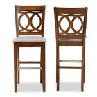 Baxton Studio Carson Modern and Contemporary Grey Fabric Upholstered and Walnut Brown Finished Wood 2-Piece Bar Stool Set
