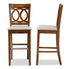 Baxton Studio Carson Modern and Contemporary Grey Fabric Upholstered and Walnut Brown Finished Wood 2-Piece Bar Stool Set