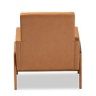 Baxton Studio Perris Mid-Century Modern Tan Faux Leather Upholstered and Walnut Brown Finished Wood Lounge Chair