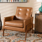 Baxton Studio Perris Mid-Century Modern Tan Faux Leather Upholstered and Walnut Brown Finished Wood Lounge Chair
