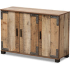 Baxton Studio Cyrille Modern and Contemporary Farmhouse Rustic Finished Wood 3-Door Shoe Cabinet