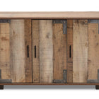 Baxton Studio Cyrille Modern and Contemporary Farmhouse Rustic Finished Wood 3-Door Shoe Cabinet