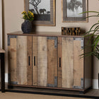 Baxton Studio Cyrille Modern and Contemporary Farmhouse Rustic Finished Wood 3-Door Shoe Cabinet
