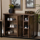 Baxton Studio Cyrille Modern and Contemporary Farmhouse Rustic Finished Wood 3-Door Shoe Cabinet