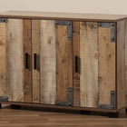 Baxton Studio Cyrille Modern and Contemporary Farmhouse Rustic Finished Wood 3-Door Shoe Cabinet