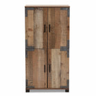 Baxton Studio Cyrille Modern and Contemporary Farmhouse Rustic Finished Wood 4-Door Shoe Cabinet