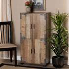Baxton Studio Cyrille Modern and Contemporary Farmhouse Rustic Finished Wood 4-Door Shoe Cabinet