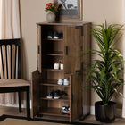 Baxton Studio Cyrille Modern and Contemporary Farmhouse Rustic Finished Wood 4-Door Shoe Cabinet