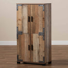 Baxton Studio Cyrille Modern and Contemporary Farmhouse Rustic Finished Wood 4-Door Shoe Cabinet
