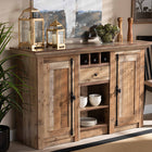 Baxton Studio Albert Modern and Contemporary Farmhouse Rustic Finished Wood 2-Door Dining Room Sideboard Buffet