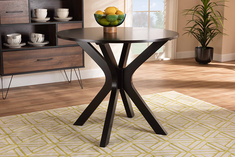 Baxton Studio Kenji Modern and Contemporary Dark Brown Finished 34-Inch-Wide Round Wood Dining Table