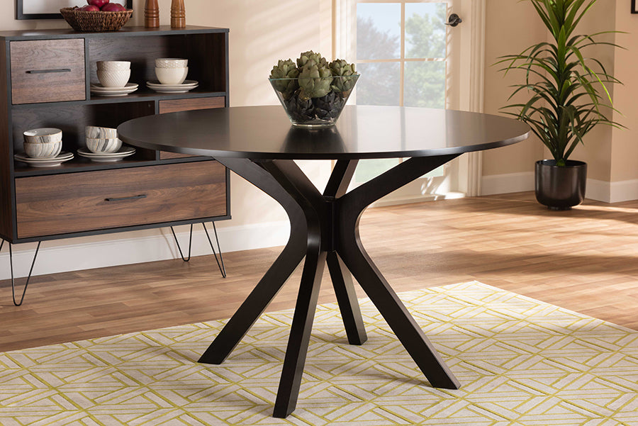 Baxton Studio Kenji Modern and Contemporary Dark Brown Finished 45-Inch-Wide Round Wood Dining Table