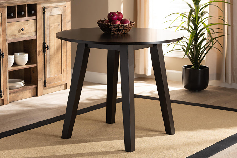 Baxton Studio Ela Modern and Contemporary Dark Brown Finished 35-Inch-Wide Round Wood Dining Table