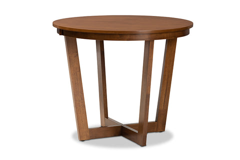 Baxton Studio Alayna Modern and Contemporary Walnut Brown Finished 35-Inch-Wide Round Wood Dining Table