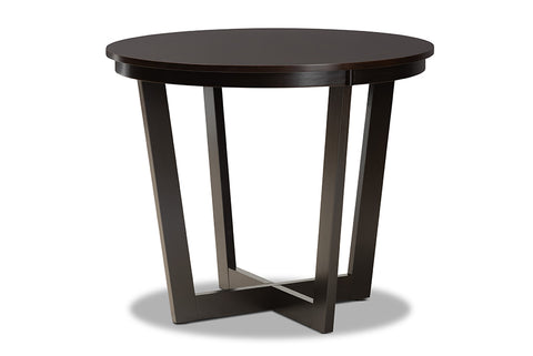 Baxton Studio Alayna Modern and Contemporary Dark Brown Finished 35-Inch-Wide Round Wood Dining Table