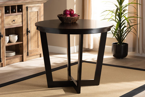 Baxton Studio Alayna Modern and Contemporary Dark Brown Finished 35-Inch-Wide Round Wood Dining Table