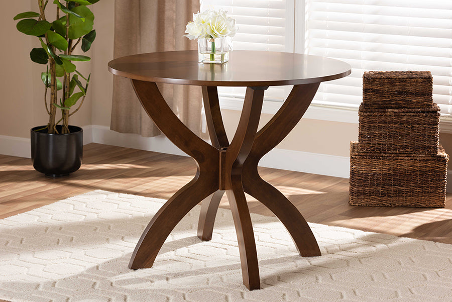 Baxton Studio Tilde Modern and Contemporary Walnut Brown Finished 35-Inch-Wide Round Wood Dining Table