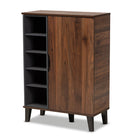 Baxton Studio Idina Mid-Century Modern Two-Tone Walnut Brown and Grey Finished Wood 1-Door Shoe Cabinet