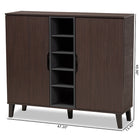 Baxton Studio Idina Mid-Century Modern Two-Tone Dark Brown and Grey Finished Wood 2-Door Shoe Cabinet