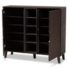 Baxton Studio Idina Mid-Century Modern Two-Tone Dark Brown and Grey Finished Wood 2-Door Shoe Cabinet