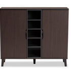 Baxton Studio Idina Mid-Century Modern Two-Tone Dark Brown and Grey Finished Wood 2-Door Shoe Cabinet
