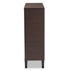 Baxton Studio Idina Mid-Century Modern Two-Tone Dark Brown and Grey Finished Wood 2-Door Shoe Cabinet