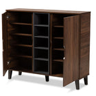 Baxton Studio Idina Mid-Century Modern Two-Tone Walnut Brown and Grey Finished Wood 2-Door Shoe Cabinet