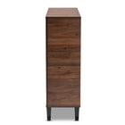 Baxton Studio Idina Mid-Century Modern Two-Tone Walnut Brown and Grey Finished Wood 2-Door Shoe Cabinet