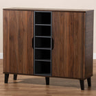 Baxton Studio Idina Mid-Century Modern Two-Tone Walnut Brown and Grey Finished Wood 2-Door Shoe Cabinet