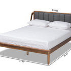 Baxton Studio Helsa Mid-Century Modern Dark Grey Fabric Upholstered and Walnut Finished Full Size Platform Bed