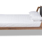 Baxton Studio Helsa Mid-Century Modern Dark Grey Fabric Upholstered and Walnut Finished Full Size Platform Bed