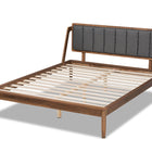 Baxton Studio Helsa Mid-Century Modern Dark Grey Fabric Upholstered and Walnut Finished Full Size Platform Bed