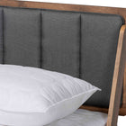 Baxton Studio Helsa Mid-Century Modern Dark Grey Fabric Upholstered and Walnut Finished Full Size Platform Bed