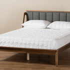 Baxton Studio Helsa Mid-Century Modern Dark Grey Fabric Upholstered and Walnut Finished Full Size Platform Bed