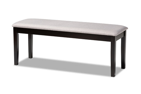 Baxton Studio Teresa Modern and Contemporary Transitional Grey Fabric Upholstered and Dark Brown Finished Wood Dining Bench