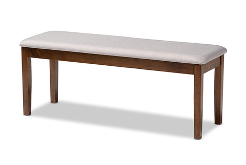 Baxton Studio Teresa Modern and Contemporary Transitional Grey Fabric Upholstered and Walnut Brown Finished Wood Dining Bench