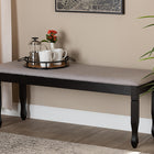 Baxton Studio Corey Modern and Contemporary Grey Fabric Upholstered and Dark Brown Finished Wood Dining Bench