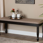 Baxton Studio Corey Modern and Contemporary Sand Fabric Upholstered and Dark Brown Finished Wood Dining Bench