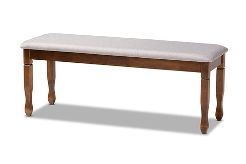 Baxton Studio Corey Modern and Contemporary Grey Fabric Upholstered and Walnut Brown Finished Wood Dining Bench