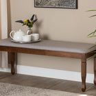 Baxton Studio Corey Modern and Contemporary Grey Fabric Upholstered and Walnut Brown Finished Wood Dining Bench