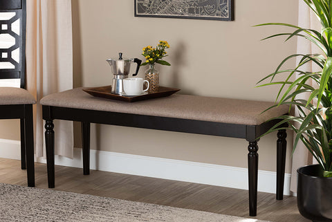 Baxton Studio Giovanni Modern and Contemporary Sand Fabric Upholstered and Dark Brown Finished Wood Dining Bench 