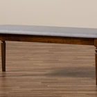 Baxton Studio Giovanni Modern and Contemporary Grey Fabric Upholstered and Walnut Brown Finished Wood Dining Bench
