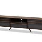 Baxton Studio Naoki Modern and Contemporary Two-Tone Grey and Walnut Finished Wood TV Stand with Drop-Down Compartments