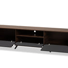 Baxton Studio Naoki Modern and Contemporary Two-Tone Grey and Walnut Finished Wood TV Stand with Drop-Down Compartments