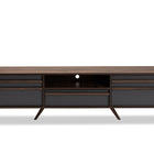 Baxton Studio Naoki Modern and Contemporary Two-Tone Grey and Walnut Finished Wood TV Stand with Drop-Down Compartments