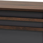 Baxton Studio Naoki Modern and Contemporary Two-Tone Grey and Walnut Finished Wood TV Stand with Drop-Down Compartments