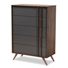 Baxton Studio Naoki Modern and Contemporary Two-Tone Grey and Walnut Finished Wood 5-Drawer Bedroom Chest